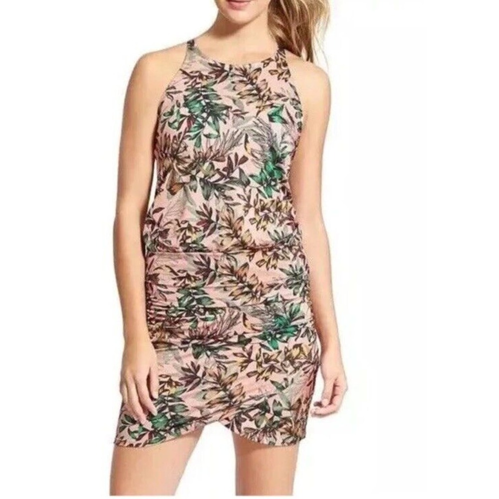 Athleta Strappy Back Ruched Floral Dress‎ Size Small Swim Fabric
